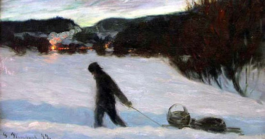 Night Train, vintage artwork by Gustav Wentzel, 12x8" (A4) Poster