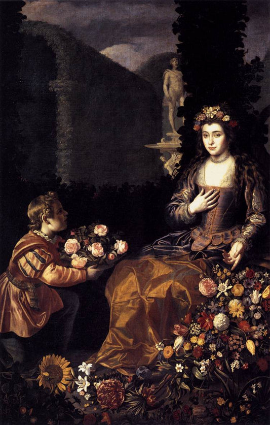 An Offering to Flora, vintage artwork by Juan van der Hamen, 12x8" (A4) Poster