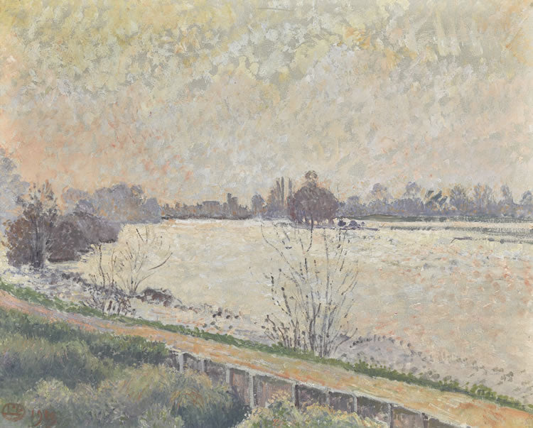 High Tide on the Thames, Kew, vintage artwork by Lucien Pissarro, 12x8" (A4) Poster