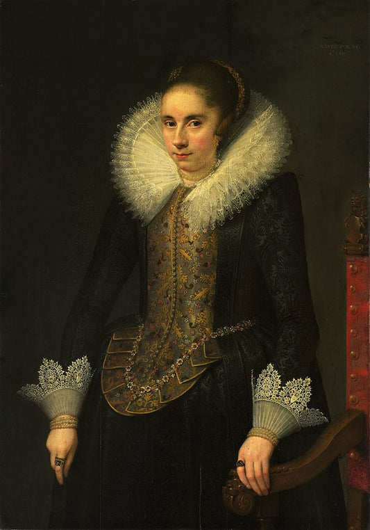 Portrait of Catharina Fourmenois, vintage artwork by Salomon Mesdach, 12x8" (A4) Poster