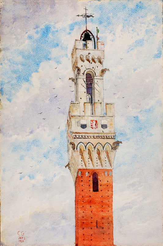 Bell Tower, Italy, vintage artwork by Cass Gilbert, 12x8" (A4) Poster