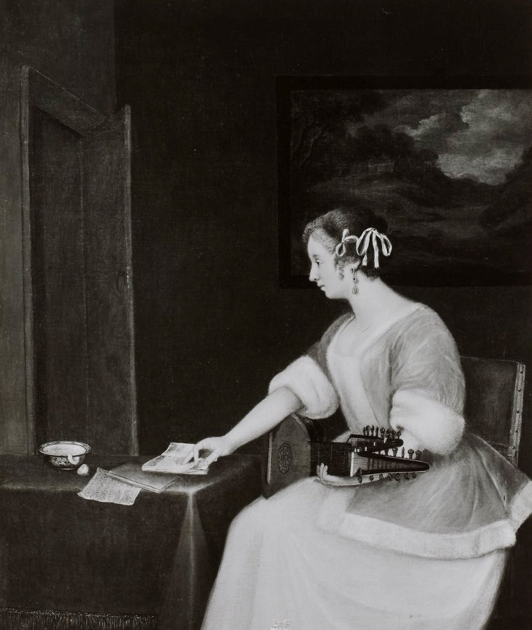 Jeune musicienne, vintage artwork by Jacob Ochtervelt, 12x8" (A4) Poster