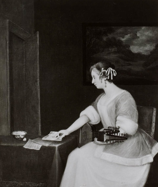 Jeune musicienne, vintage artwork by Jacob Ochtervelt, 12x8" (A4) Poster