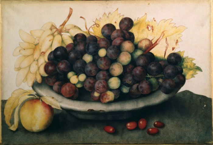 Bowl with grapes, vintage artwork by Giovanna Garzoni, 12x8" (A4) Poster