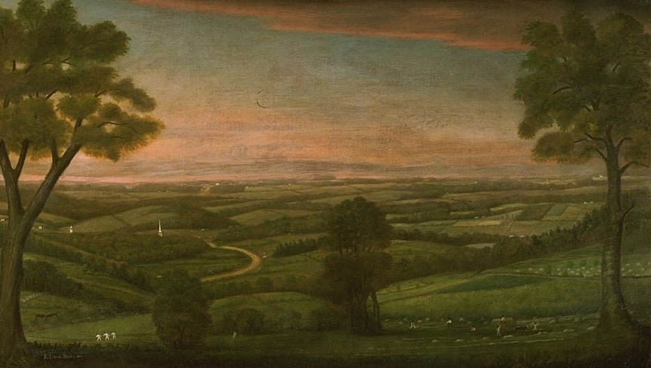 Looking East from Denny Hill, vintage artwork by Ralph Earl, 12x8" (A4) Poster