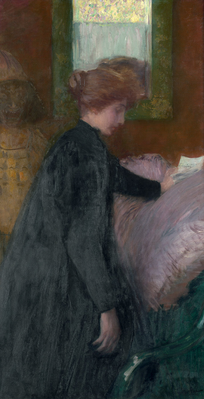 Reading a Letter, vintage artwork by Franz Skarbina, 12x8" (A4) Poster