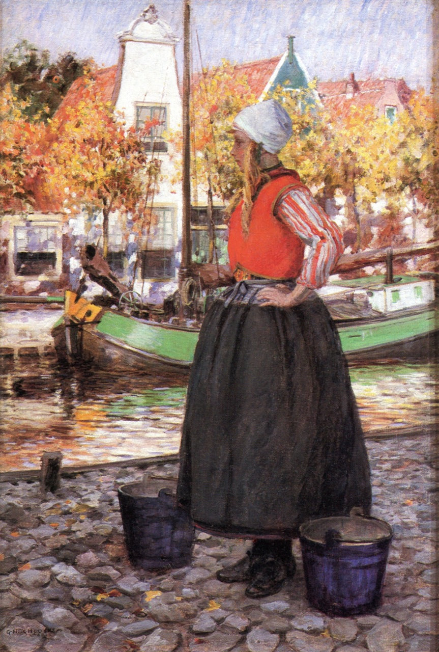 A Young Dutch Girl, vintage artwork by George Hitchcock, 12x8" (A4) Poster