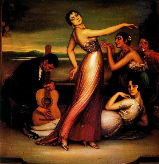 Alegrías, vintage artwork by Julio Romero de Torres, 12x8" (A4) Poster