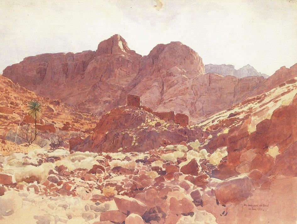 Old Hermitage, Sinai (Alte Einsiedelei am Sinai), vintage artwork by Eugen Felix Prosper Bracht, 12x8" (A4) Poster