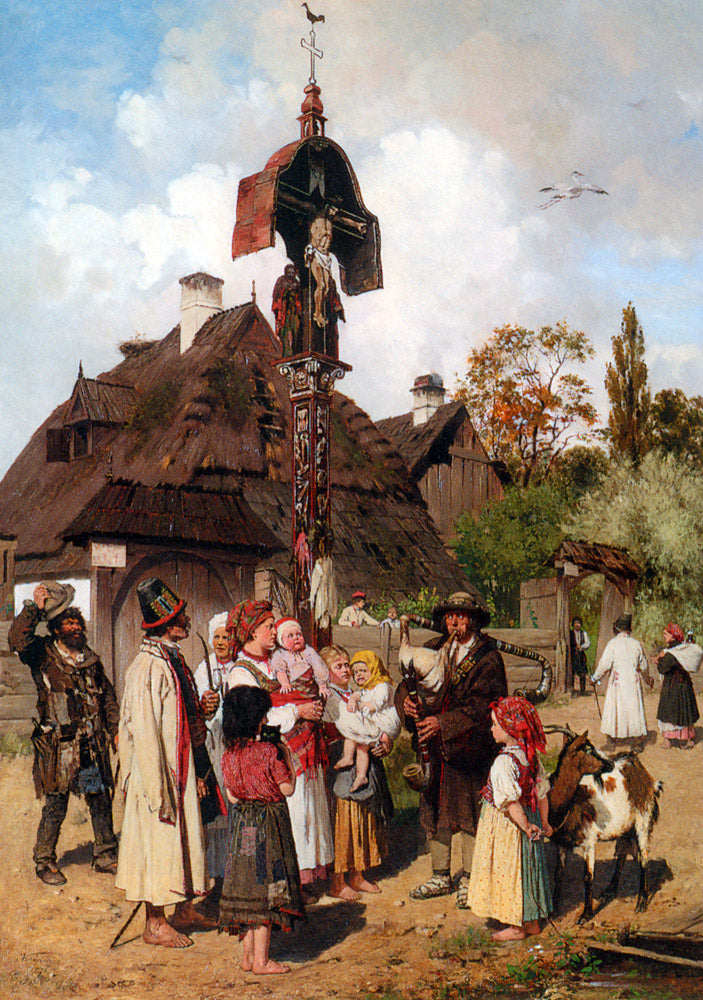 The Bagpiper, vintage artwork by Anton Kozakiewicz, 12x8" (A4) Poster
