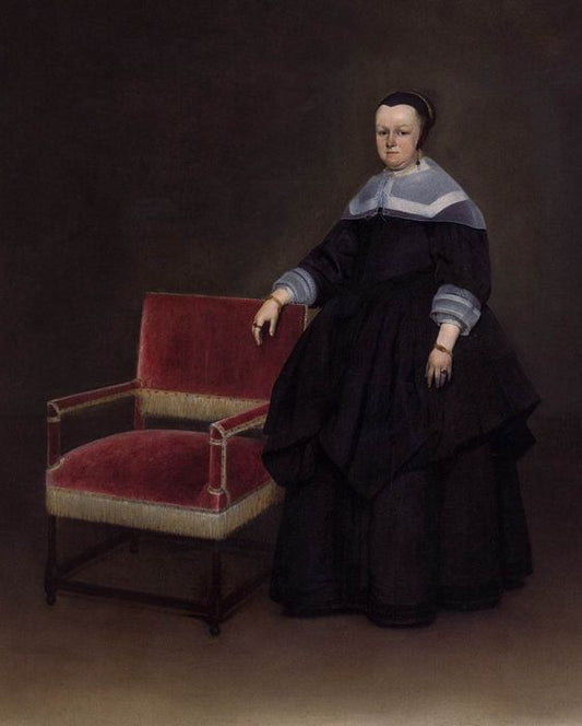 Margaretha van Haexbergen, Wife of Jan van Duren, vintage artwork by Gerard ter Borch, 12x8" (A4) Poster