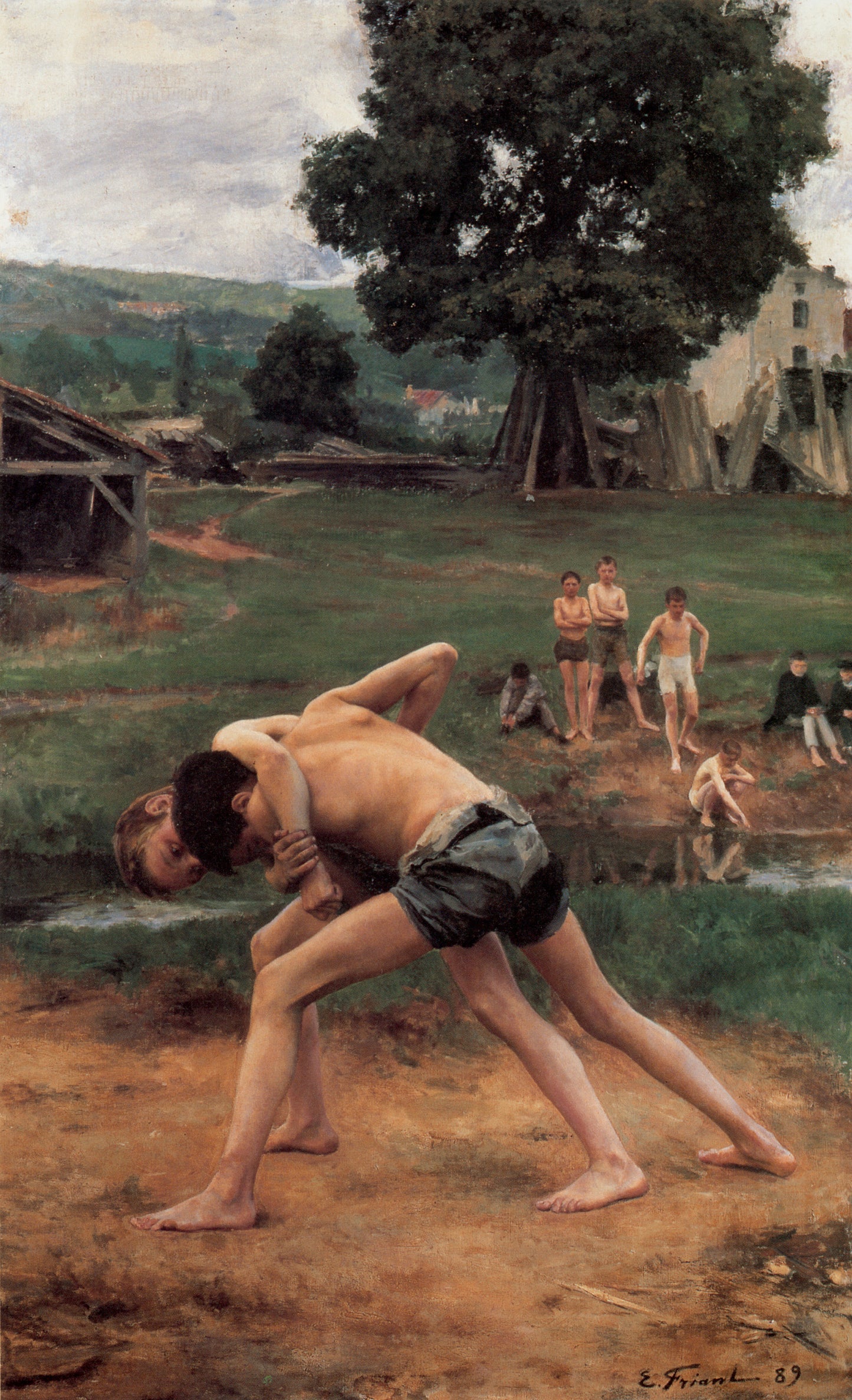 Wrestling by emile Friant,A3(16x12")Poster
