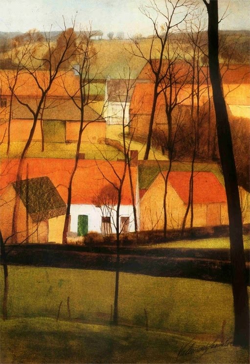 Le coin du village, vintage artwork by Valerius de Saedeleer, 12x8" (A4) Poster