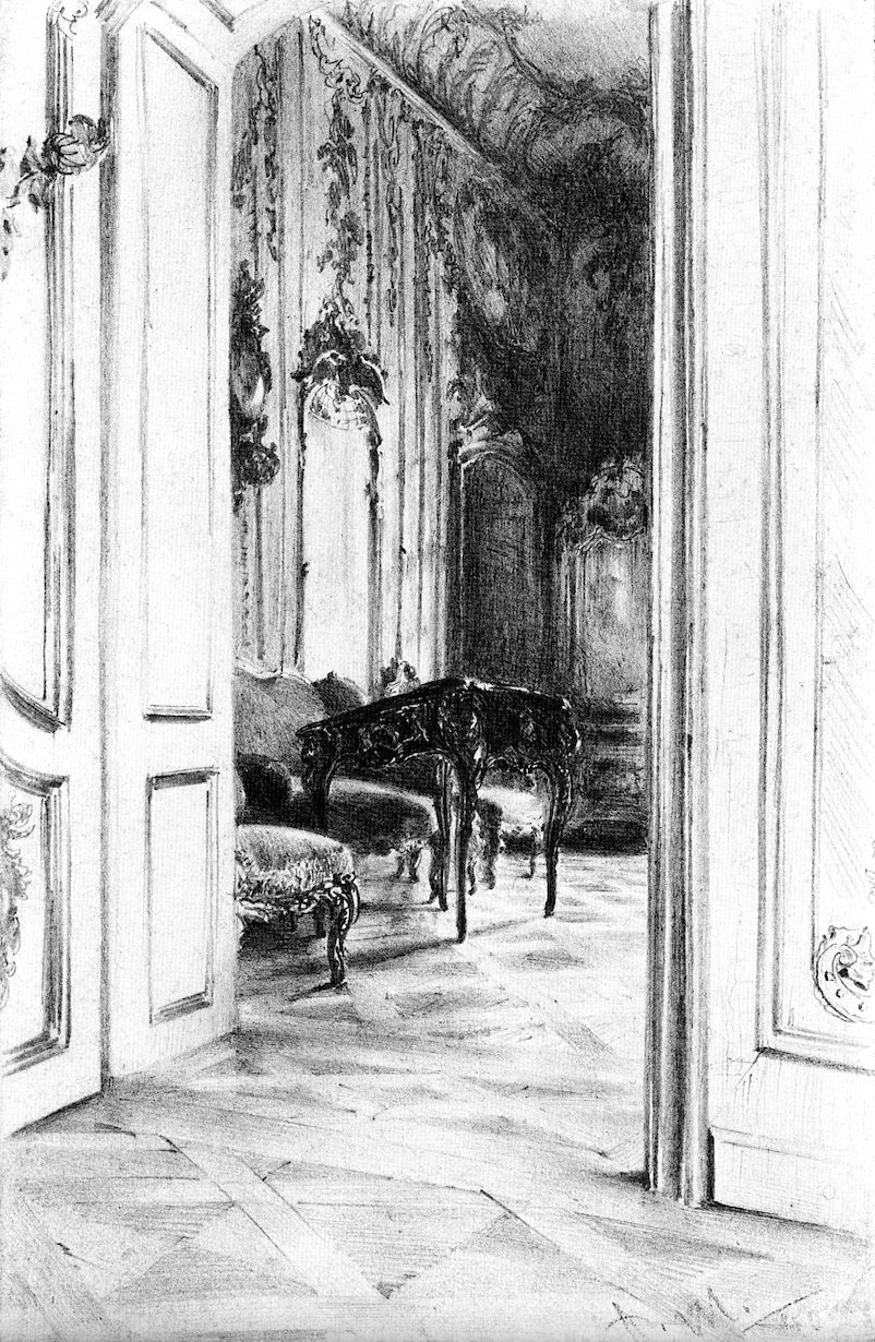 Frederick the Great's Study in the Palace of Potsdam, vintage artwork by Adolph von Menzel, A3 (16x12") Poster Print