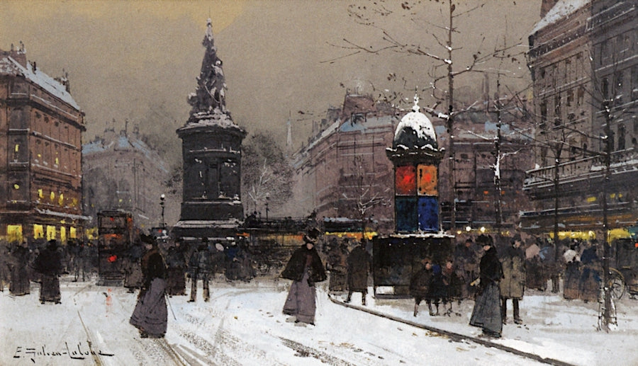 Place de Clichy, Paris by Eugene Galien-Laloue,A3(16x12")Poster