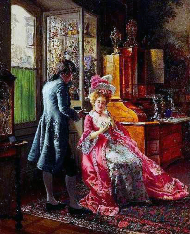 At the Art Dealer's, vintage artwork by Johann Hamza, 12x8" (A4) Poster