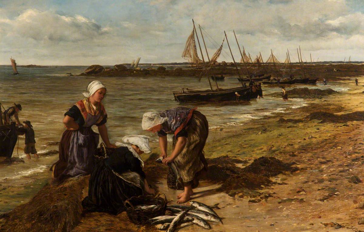 The Mackerel Take, vintage artwork by James Clarke Hook, R.A., A3 (16x12") Poster Print
