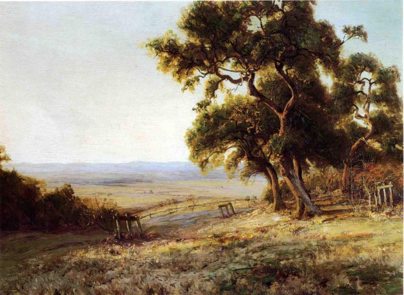 Late Afternoon, Valley of the Leon, vintage artwork by Julian Onderdonk, 12x8" (A4) Poster