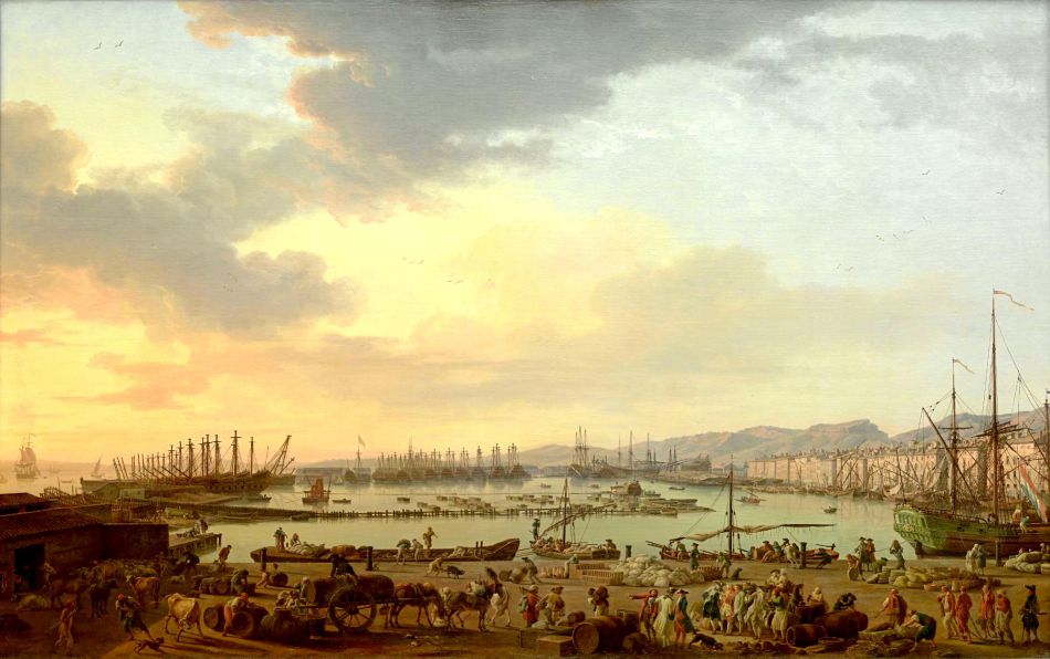 Le Port vieux de Toulon. La vue est prise du côte des Magasins aux vivres., vintage artwork by Claude-Joseph Vernet, 12x8" (A4) Poster