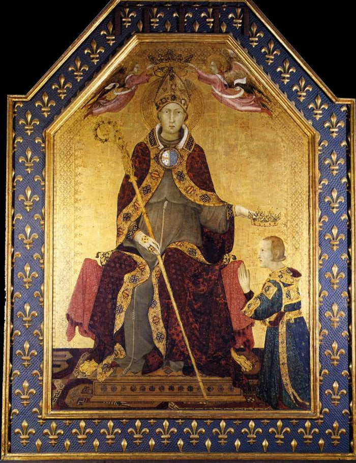 Altarpiece of Saint Louis of Toulouse, vintage artwork by Simone Martini, 12x8