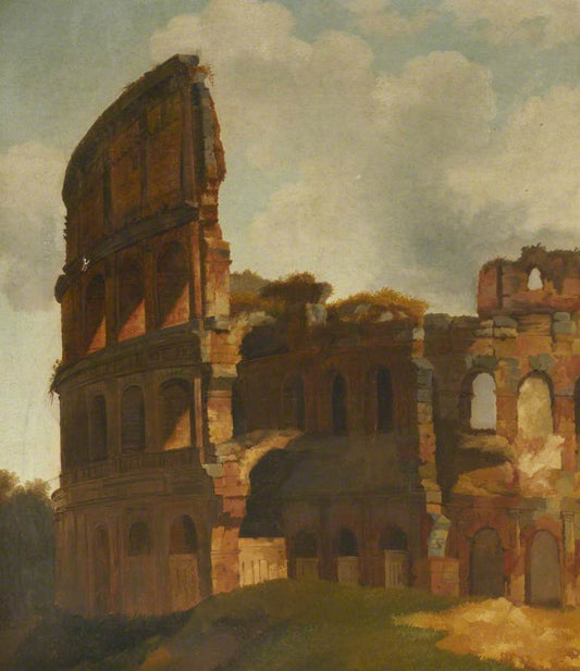 The Colosseum, Rome, before the Broken Exterior Wall Had Been Supported, vintage artwork by Joseph Michael Gandy, 12x8" (A4) Poster