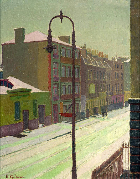 London Street in the Snow, vintage artwork by Harold Gilman, 12x8" (A4) Poster