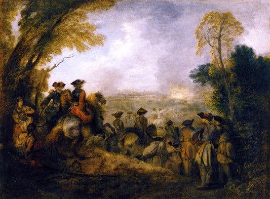 On the March, vintage artwork by Jean-Antoine Watteau, 12x8" (A4) Poster