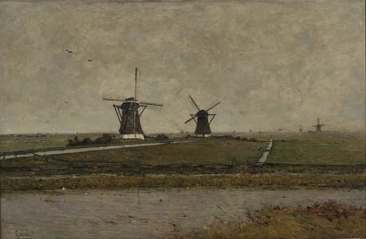 Landscape near Overschie, vintage artwork by Paul Joseph Constantin Gabriël, 12x8" (A4) Poster