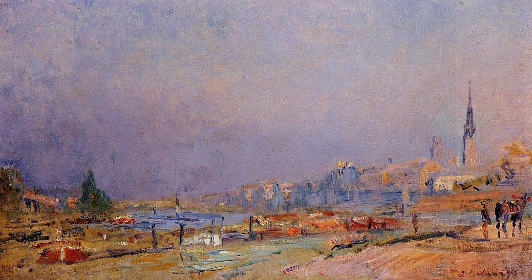 The Banks of the Seine at Rouen, vintage artwork by Albert Lebourg, 12x8" (A4) Poster