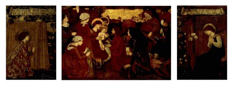 The Annunciation and the Adoration of the Magi, vintage artwork by Sir Edward Burne-Jones, 12x8" (A4) Poster