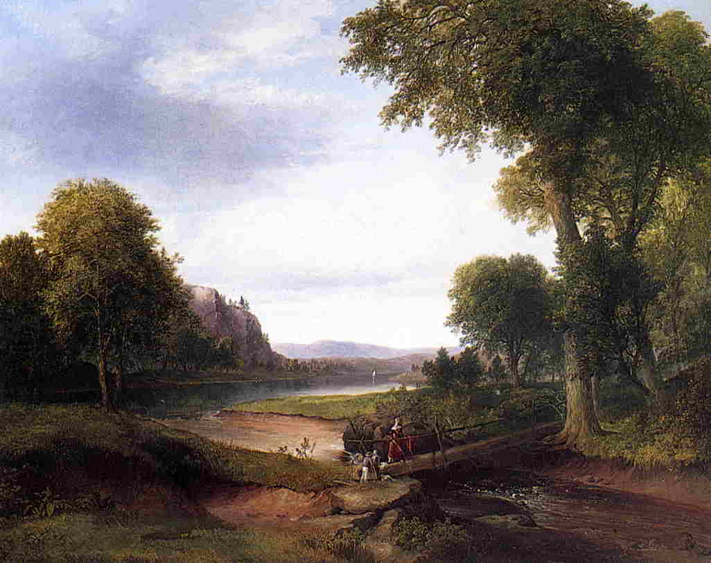 Landscape with Footbridge, vintage artwork by Thomas Doughty, A3 (16x12") Poster Print