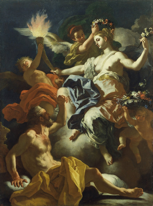 Aurora Taking Leave of Tithonus, vintage artwork by Francesco Solimena, 12x8" (A4) Poster