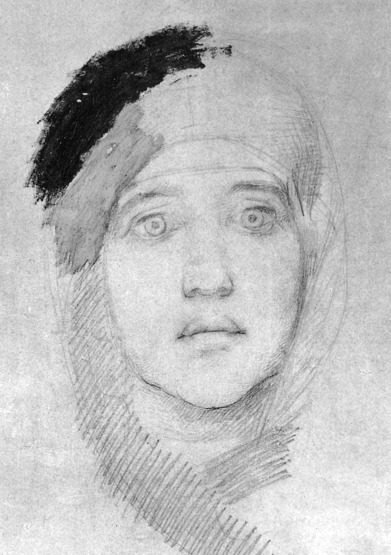 Head of a Woman (study), vintage artwork by Mikhail Vrubel, 12x8" (A4) Poster