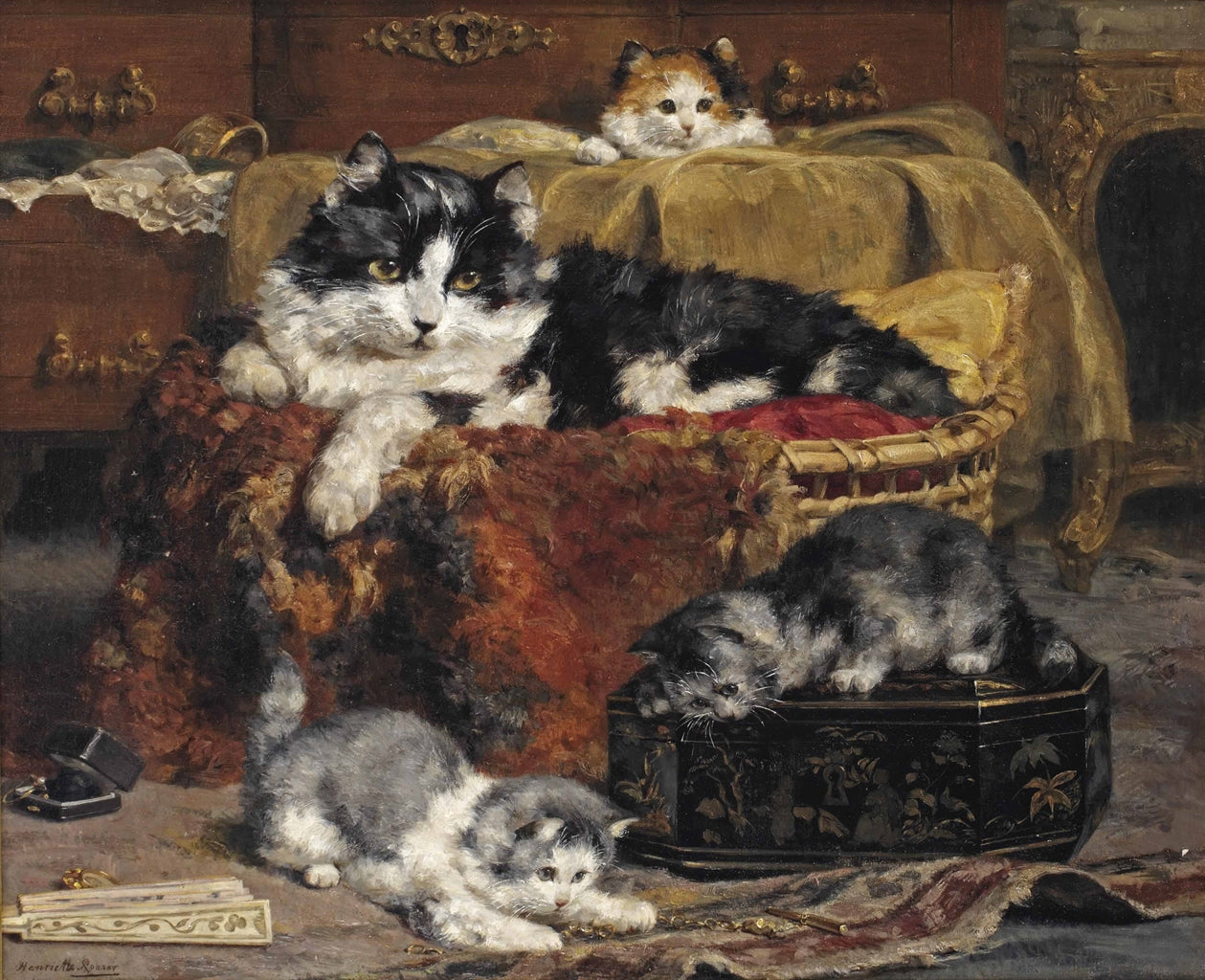 admiring the treasure chest by Charles van den Eycken,A3(16x12")Poster
