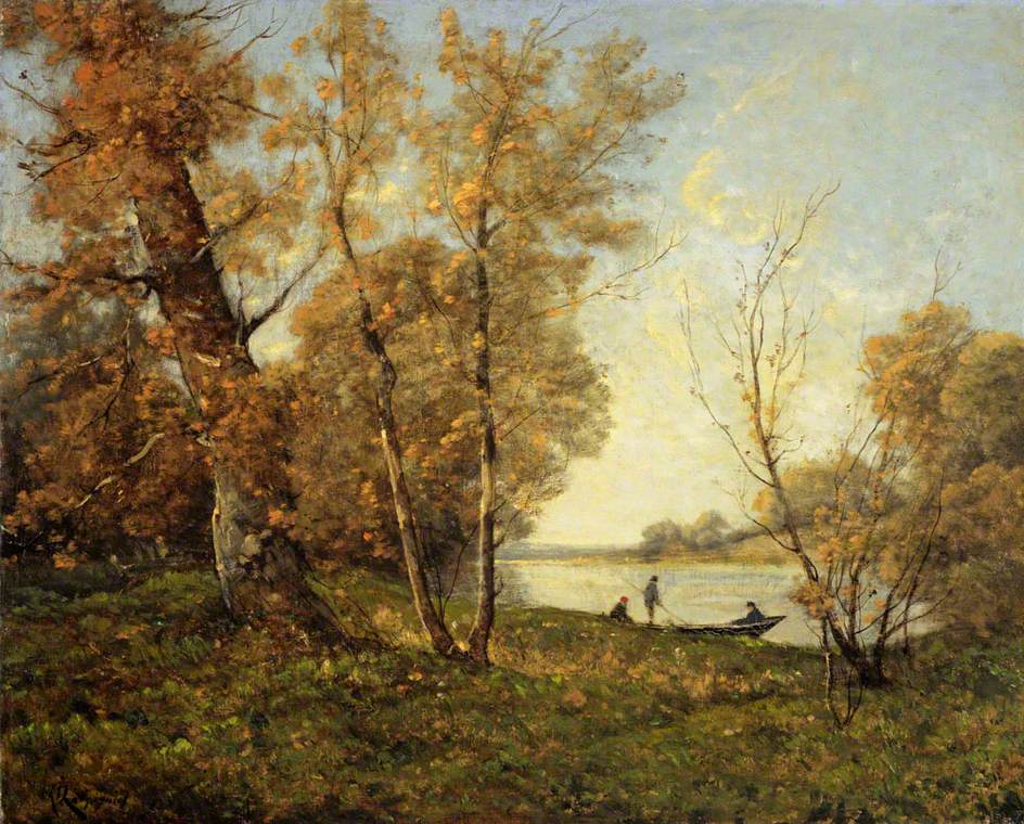 Banks of the Loire, vintage artwork by Henri-Joseph Harpignies, A3 (16x12") Poster Print