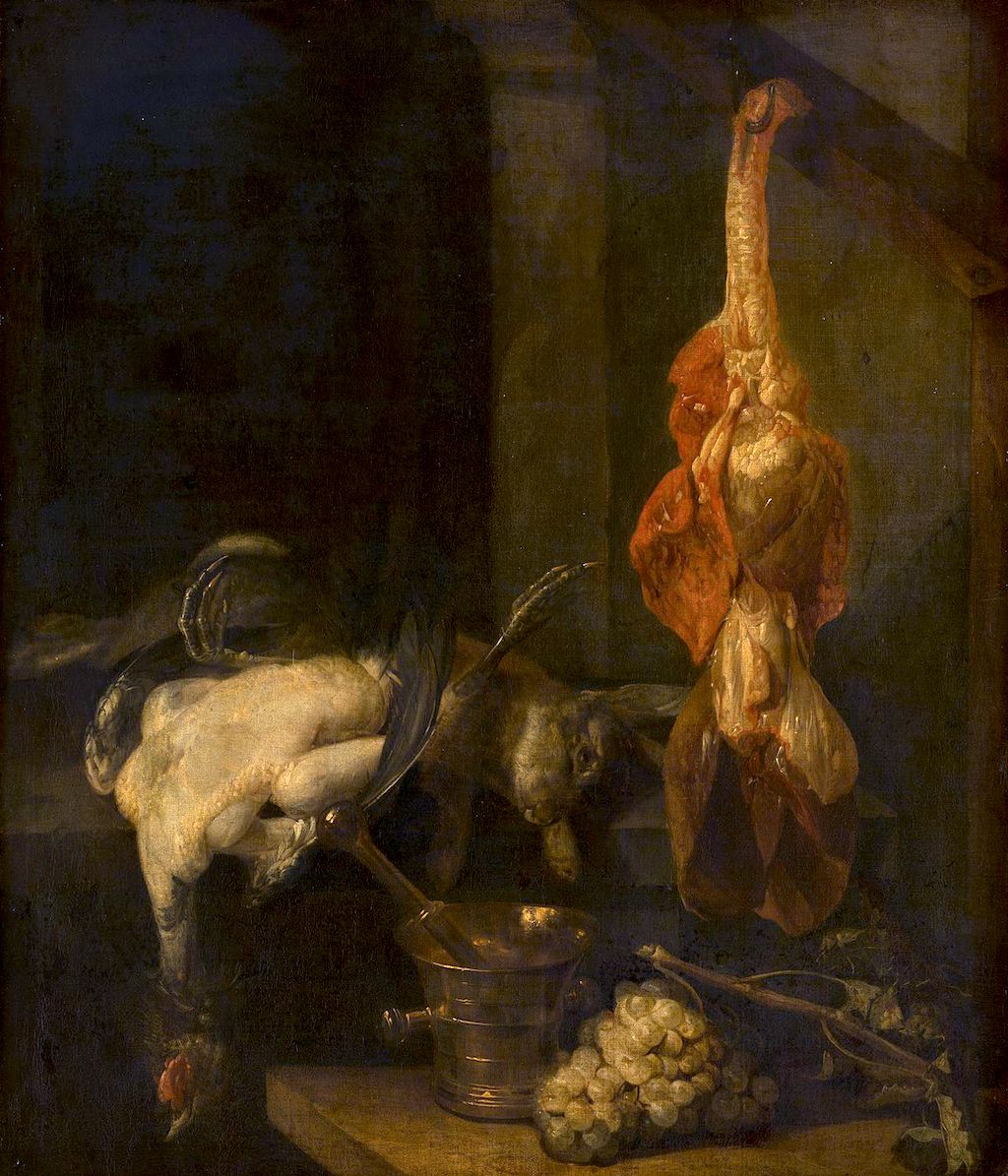 Still Life with Game and Fowl, vintage artwork by Abraham van Beyeren, 12x8" (A4) Poster