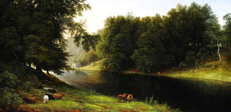 The Boathouse in Calke Park, vintage artwork by John Glover, 12x8" (A4) Poster