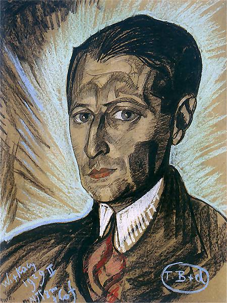 Portrait of Julian Tuwim, vintage artwork by Stanislaw Witkiewicz, 12x8" (A4) Poster