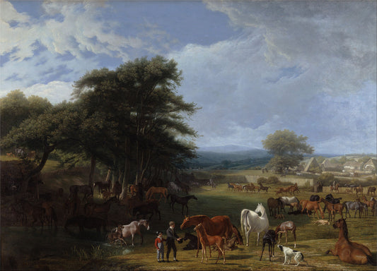 Lord Rivers Stud Farm, Stratfield Saye, vintage artwork by Jacques-Laurent Agasse, 12x8" (A4) Poster
