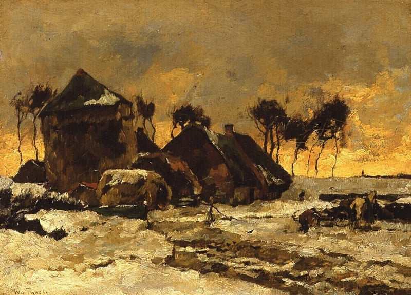 Snow at Sunset, vintage artwork by Willem de Zwart, 12x8" (A4) Poster