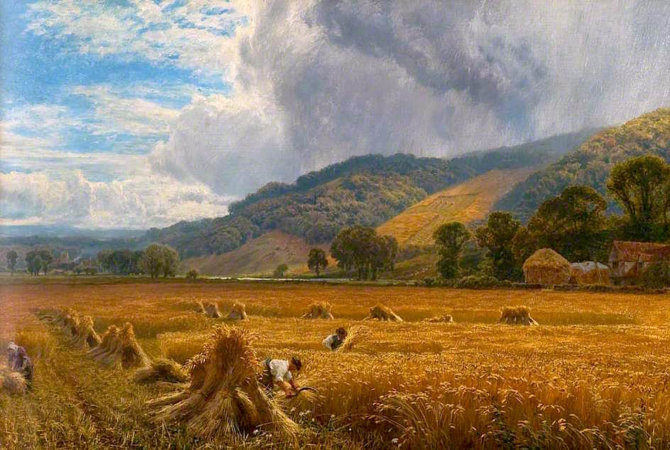 Harvesting in the Thames Valley, vintage artwork by George Vicat Cole, 12x8" (A4) Poster