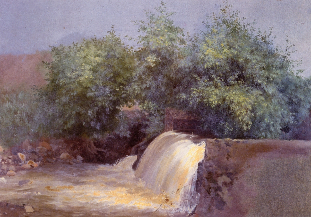 Estudio de cascada, vintage artwork by Jose María Velasco, 12x8" (A4) Poster