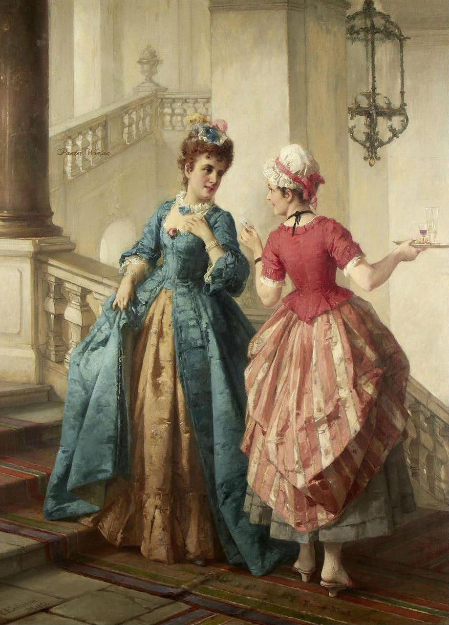 Gossip on the Stairs, vintage artwork by Otto Erdmann, 12x8" (A4) Poster
