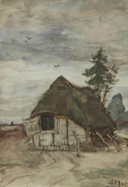 Sheepfold in Drenthe, vintage artwork by Sientje Mesdag-Van Houten, 12x8" (A4) Poster
