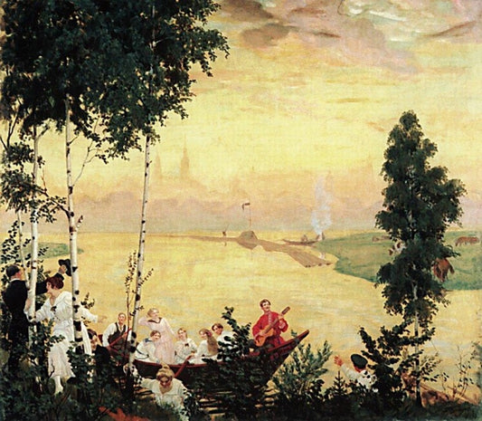 Evening Journey, vintage artwork by Boris Mikhailovich Kustodiev, 12x8" (A4) Poster