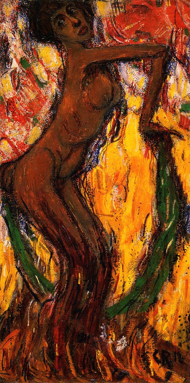 Dancing Faun with Green Veil, vintage artwork by Christian Rohlfs, 12x8" (A4) Poster