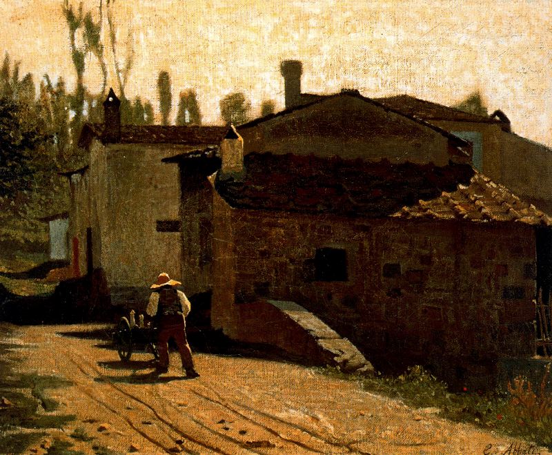 The Milkman in Piagentina, vintage artwork by Giuseppe Abbati, 12x8" (A4) Poster