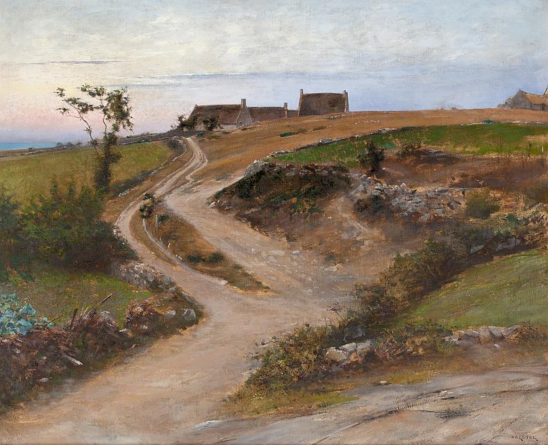 Landscape in Brittany, vintage artwork by August Wilhelm Nikolaus Hagborg, 12x8" (A4) Poster