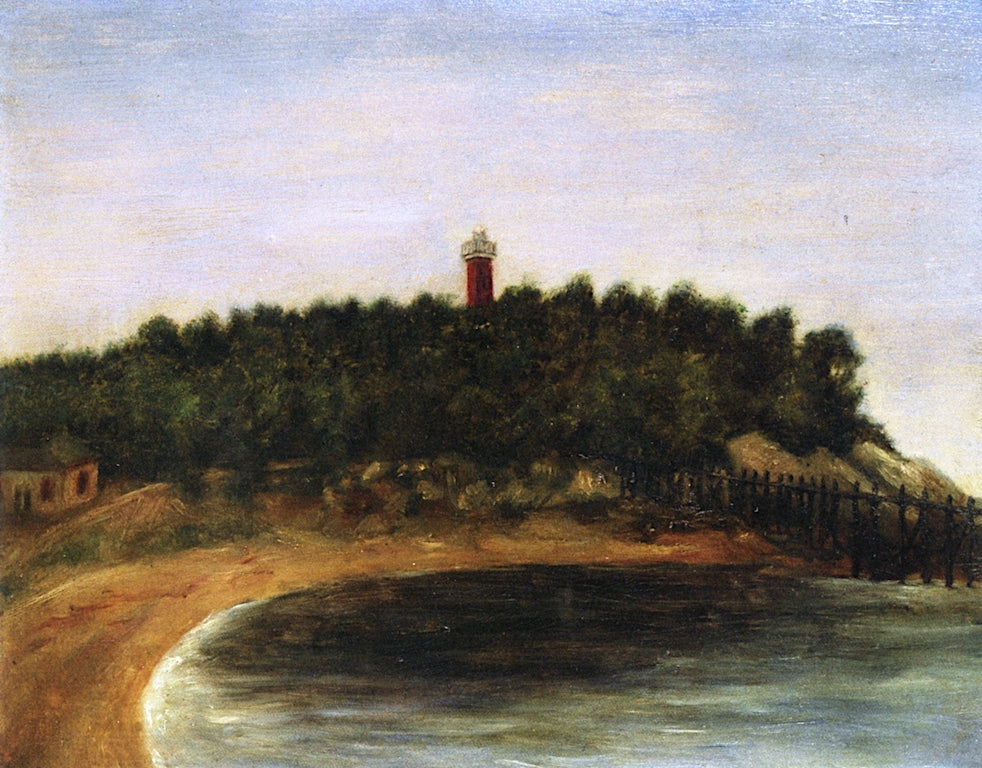 Landscape with Lighthouse, vintage artwork by Henri Rousseau, 12x8" (A4) Poster