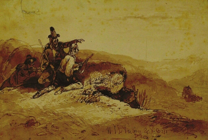 Three Robbers in an Ambush, vintage artwork by Wynand Johannes Joseph Nuyen, A3 (16x12") Poster Print